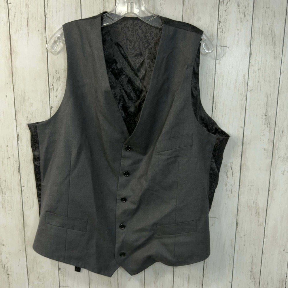 Indochino Men's Charcoal Grey Wool Cashmere Vest Formal Waistcoat Size‎ L